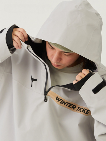 Winter Ticket Grey Freeride 3L Pullover Jacket - Unisex