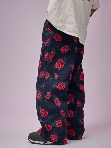 Doorek Rose Print Baggy Snow Pants - Unisex