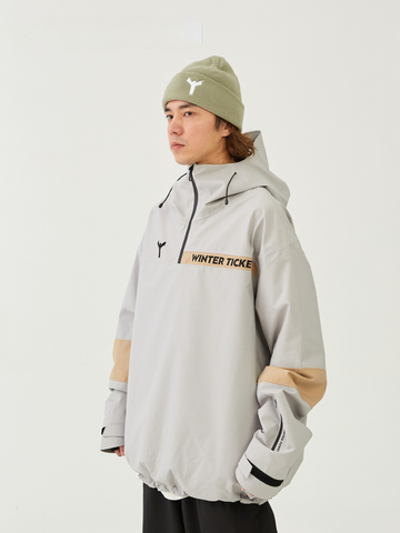 Winter Ticket Grey Freeride 3L Pullover Jacket - Unisex