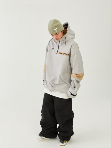 Winter Ticket Grey Freeride 3L Pullover Jacket - Unisex