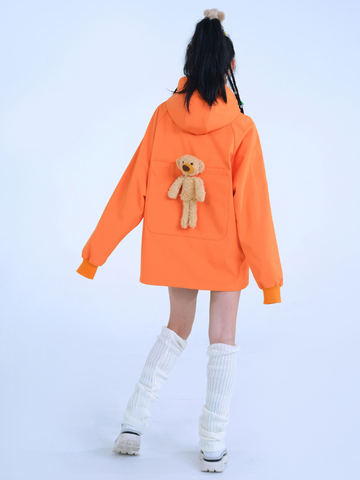 RenChill Cute Orange Bear Hoodie - Unisex