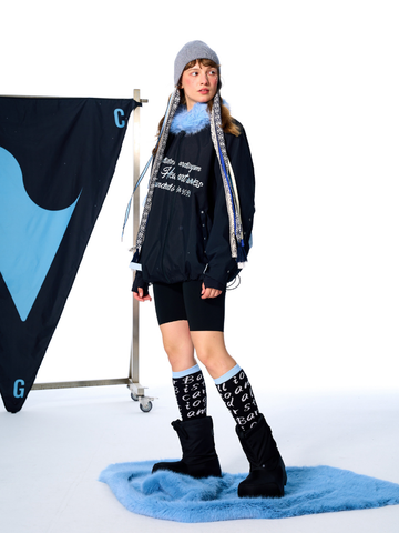 BCG All Grey Knit Ribbon Ski Beanie