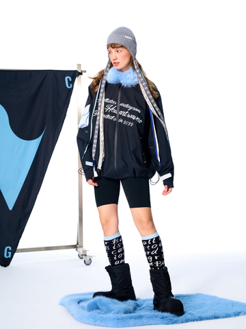 BCG All Grey Knit Ribbon Ski Beanie