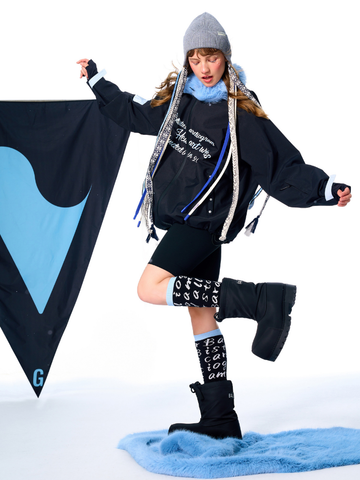 BCG All Grey Knit Ribbon Ski Beanie