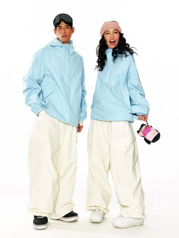 LITAN White Cargo Baggy Snow Pants - Unisex