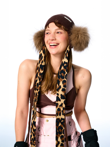 BCG Retro Fluffy Leopard Beanie