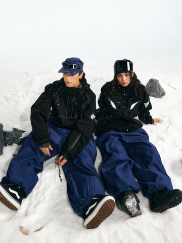 LITAN Denim Blue Baggy Snow Pants – Unisex