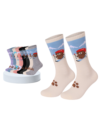 Doorek High Performance Kids Bear Pattern Ski Socks