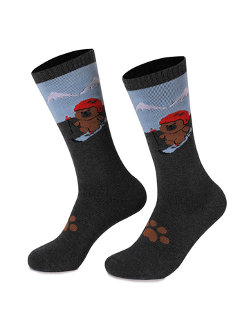 Doorek High Performance Kids Bear Pattern Ski Socks