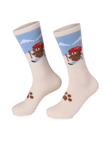 Doorek High Performance Kids Bear Pattern Ski Socks