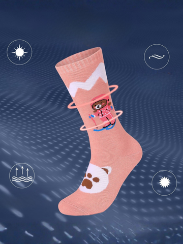 Doorek High Performance Kids Bear Pattern Ski Socks