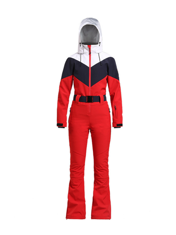 Gsou Snow Retro Belted Slim Ski Jumpsuit - Women's