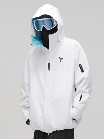 Winter Ticket 3L White Merge Baggy Ski Jacket - Unisex