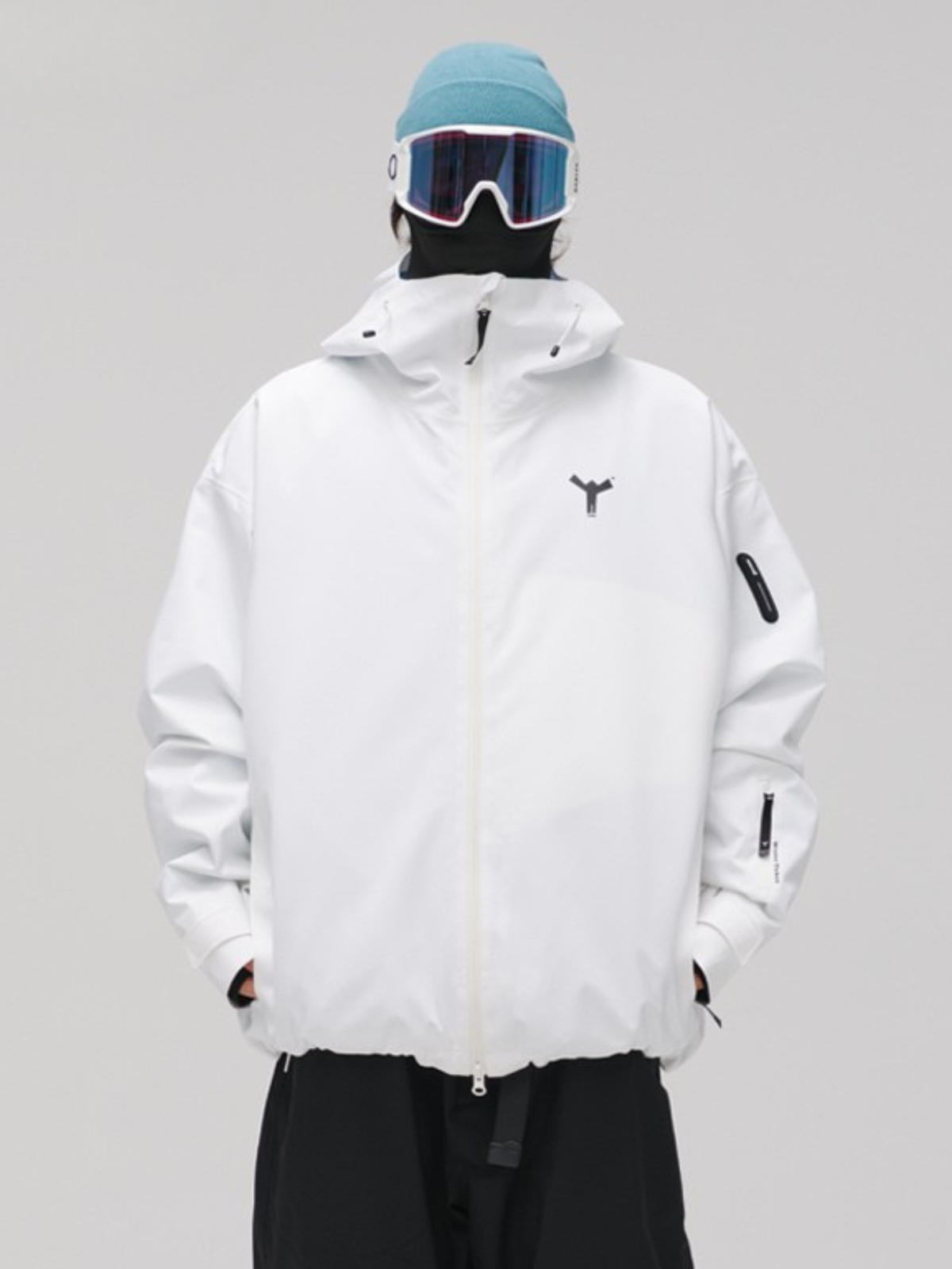 Winter Ticket 3L White Merge Baggy Ski Jacket - Unisex