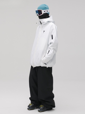 Winter Ticket 3L White Merge Baggy Ski Jacket - Unisex