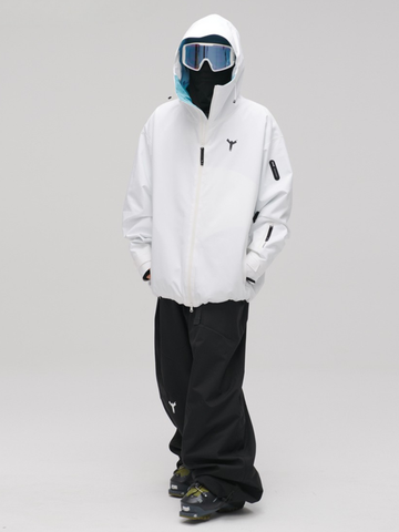 Winter Ticket 3L White Merge Baggy Ski Jacket - Unisex