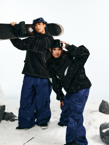 LITAN Denim Blue Baggy Snow Pants – Unisex