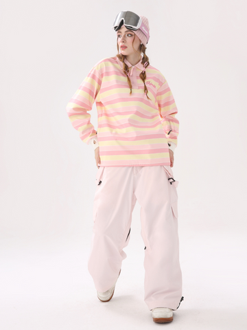Molocoster Pink Striped Ski Pullover - Women's