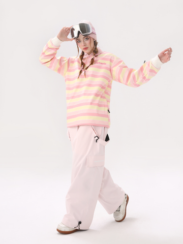 Molocoster Pink Striped Ski Pullover - Women's