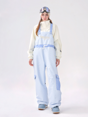 Molocoster 3L Striped Fleece Snow Bibs - Unisex