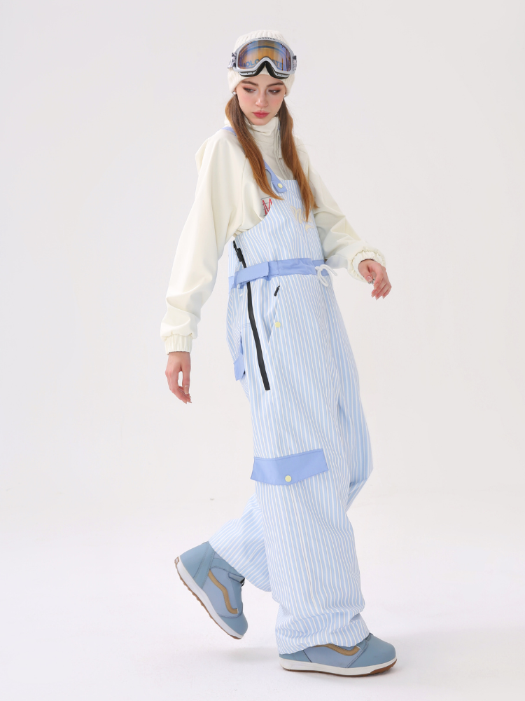 Molocoster 3L Striped Fleece Snow Bibs - Unisex