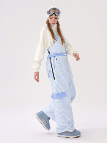 Molocoster 3L Striped Fleece Snow Bibs - Unisex