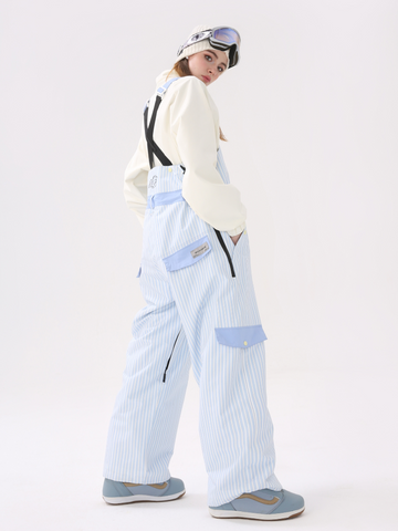 Molocoster 3L Striped Fleece Snow Bibs - Unisex