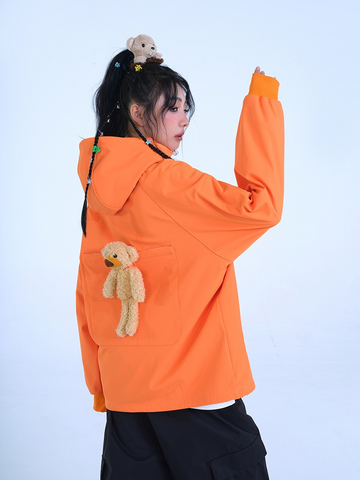 RenChill Cute Orange Bear Hoodie - Unisex