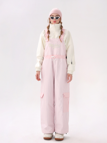 Molocoster 3L Striped Fleece Snow Bibs - Unisex