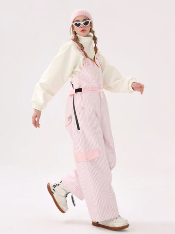 Molocoster 3L Striped Fleece Snow Bibs - Unisex