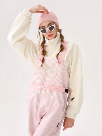 Molocoster 3L Striped Fleece Snow Bibs - Unisex