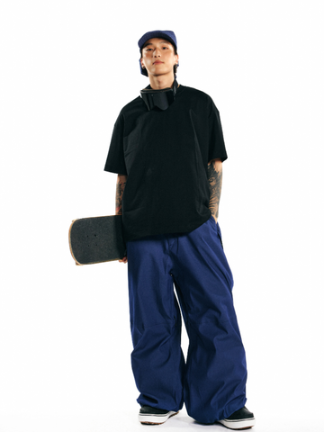 LITAN Denim Blue Baggy Snow Pants – Unisex