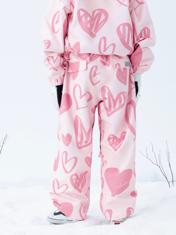 Molocoster Pink Hearts 3L Baggy Ski Suit – Women’s