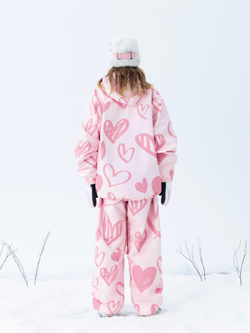 Molocoster Pink Hearts 3L Baggy Ski Suit – Women’s