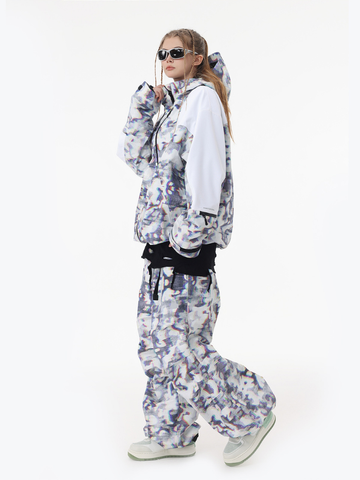 POMT Retro Pixel Style Baggy Ski Pants – Unisex