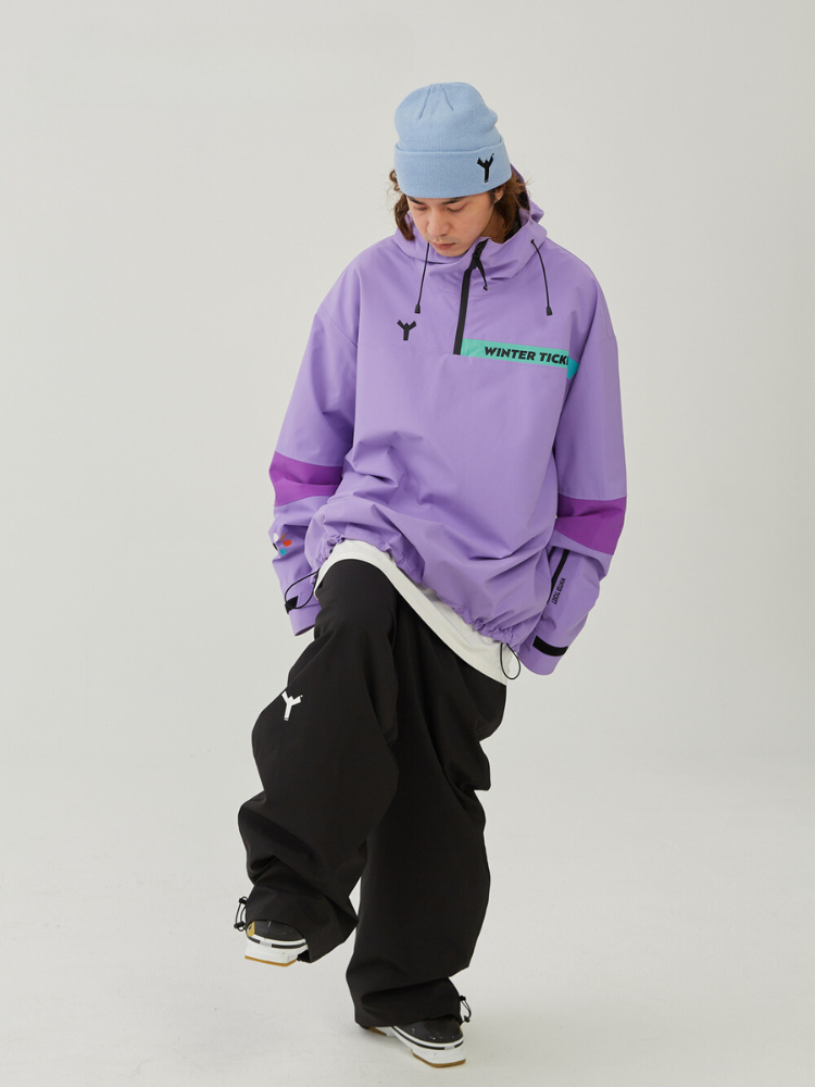 Winter Ticket Violet Oversized Snow Jacket - Unisex