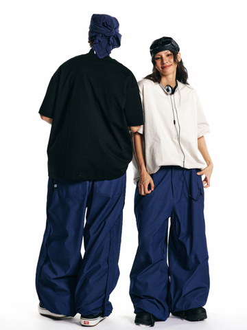 LITAN Denim Blue Baggy Snow Pants – Unisex