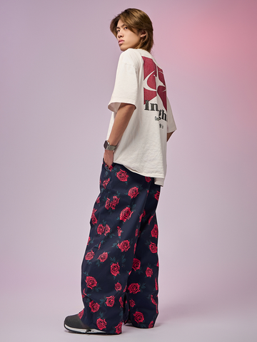 Doorek Rose Print Baggy Snow Pants - Unisex