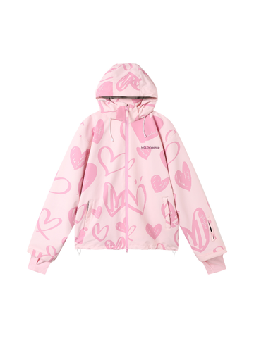 Molocoster Pink Hearts 3L Baggy Ski Suit – Women’s