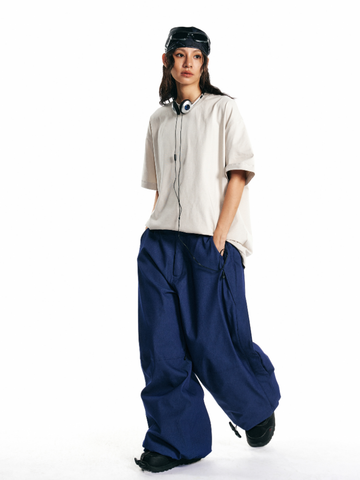 LITAN Denim Blue Baggy Snow Pants – Unisex