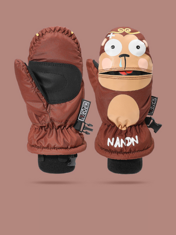 NANDN Kids Ski Waterproof Cartoon Gloves