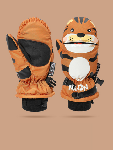 NANDN Kids Ski Waterproof Cartoon Gloves