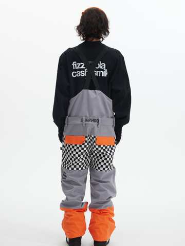 Tolasmik X Banana Hook Premium Grey Chess Bib Pants - Unisex