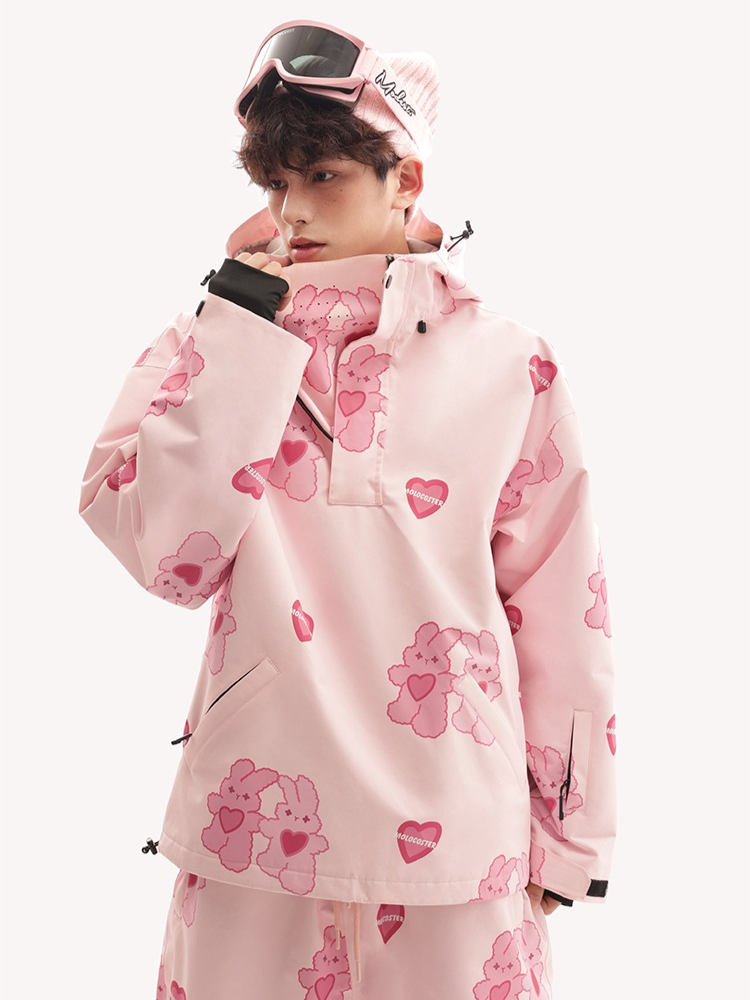 Molocoster Pink Rabbit Fleece Snow Suit