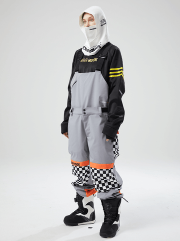 Tolasmik X Banana Hook 23 Premium Grey Chess Bib Pants - RAKU-Snowsports