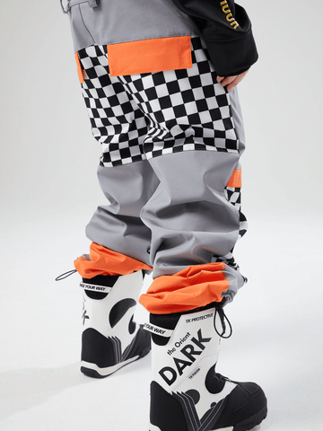 Tolasmik X Banana Hook 23 Premium Grey Chess Bib Pants - RAKU-Snowsports