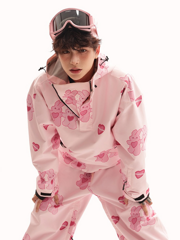 Molocoster Pink Rabbit Fleece Snow Suit