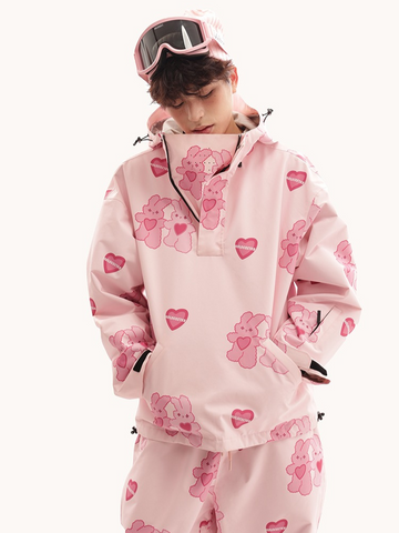 Molocoster Pink Rabbit Fleece Snow Suit