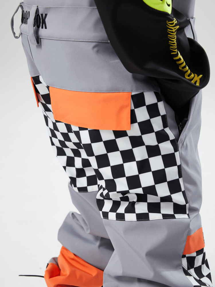 Tolasmik X Banana Hook 23 Premium Grey Chess Bib Pants - RAKU-Snowsports