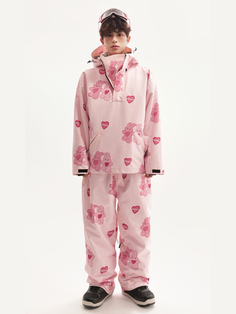 Molocoster Pink Rabbit Fleece Snow Suit